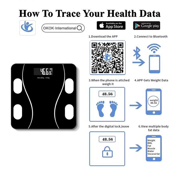 Buy Body Fat Scale Bluetooth Body Scales Smart 12In1 Digital Weight